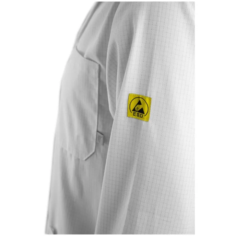 Blouse ESD - TARANIS - 65% Polyester/33% Coton/2% Fibre antistatique 195g/m2 - Blanc - COVERGUARD | 5TRB010