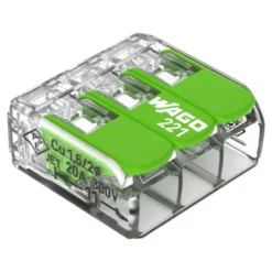 Boîte de 12 bornes WAGO Green 221 3x6mm² à leviers souple & rigide - WAGO |221-423/995-012