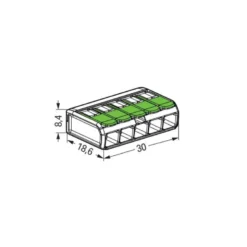 Boîte de 8 bornes WAGO Green 221 3x6mm² à leviers souple & rigide - WAGO | 221-425/995-008