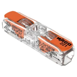 Boîte de 12 bornes WAGO 221 Inline 2x4mm² à leviers souple & rigide - Wago | 221-2411/995-012