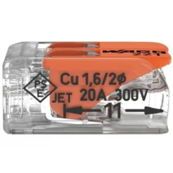Boîte de 16 bornes WAGO 221 Mini 2x4mm² à leviers souple & rigide - Wago | 221-412/995-016