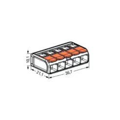 Boîte de 6 bornes WAGO 221 5x6mm² à leviers souple & rigide - Wago | 221-615/995-006