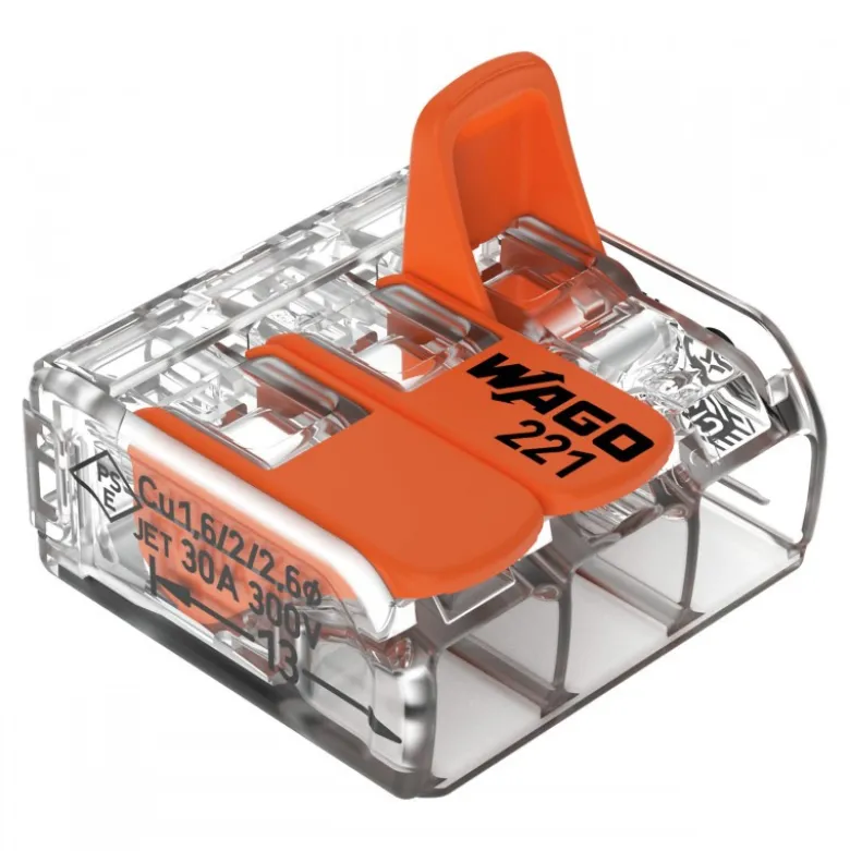 Boîte de 8 bornes WAGO 221 3x6mm² à leviers souple & rigide - WAGO | 221-613/995-008