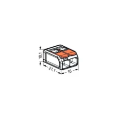 Boîte de 10 bornes WAGO 221 2x6mm² à leviers souple & rigide - WAGO | 221-612/995-010