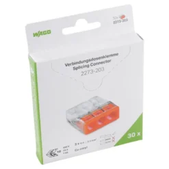 Boîte de 30 bornes WAGO 2273 - 3 x 0,5 à 2,5mm² Transp. / Orange - Wago | 2273-203/995-030