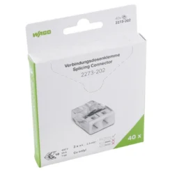 Boîte de 40 bornes WAGO 2273 - 2 x 0,5 à 2,5mm² Transp. / Blanc - Wago | 2273-202