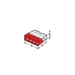 Boîte de 20 bornes WAGO 2273 - 4 x 0,5 à 2,5mm² Transp. / Rouge - Wago | 2273-204/995-020