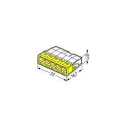 Boîte de 20 bornes WAGO 2273 - 5 x 0,5 à 2,5mm² Transp. / Jaune - Wago | 2273-205/995-020