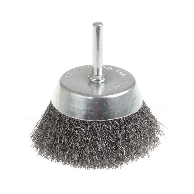 Brosse boisseau à fils acier ondulés pour perceuses Ø 63mm, Ø fil 0,3mm, Ø tige 6mm, Qté 1 Makita | D-39920