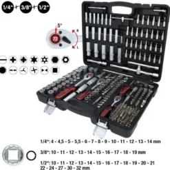 Coffret de douilles 1/4'' + 3/8'' +1/2'', 255 pcs. - KSTools | 916.0255