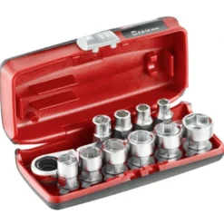 COFFRET DOUILLES HEX 1/4' 6P MM 11PC AVEC NOUVEAU CLIQUET R.180HX - FACOM FRANCE | RXPICOPB