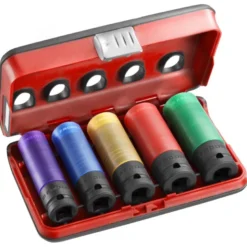 Coffret 1/2" Facom de 5 douilles longues à chocs renforcées 15, 17, 19, 21 et 22 mm | NSI.5LPB