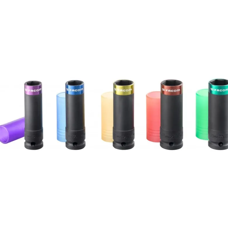 Coffret 1/2" Facom de 5 douilles longues à chocs renforcées 15, 17, 19, 21 et 22 mm | NSI.5LPB