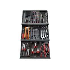 COMPOSITION DE 101 OUTILS AVEC SYSTEME DE RANGEMENT DE 9 MODULES POUR 3 TIROIRS CM.101APF