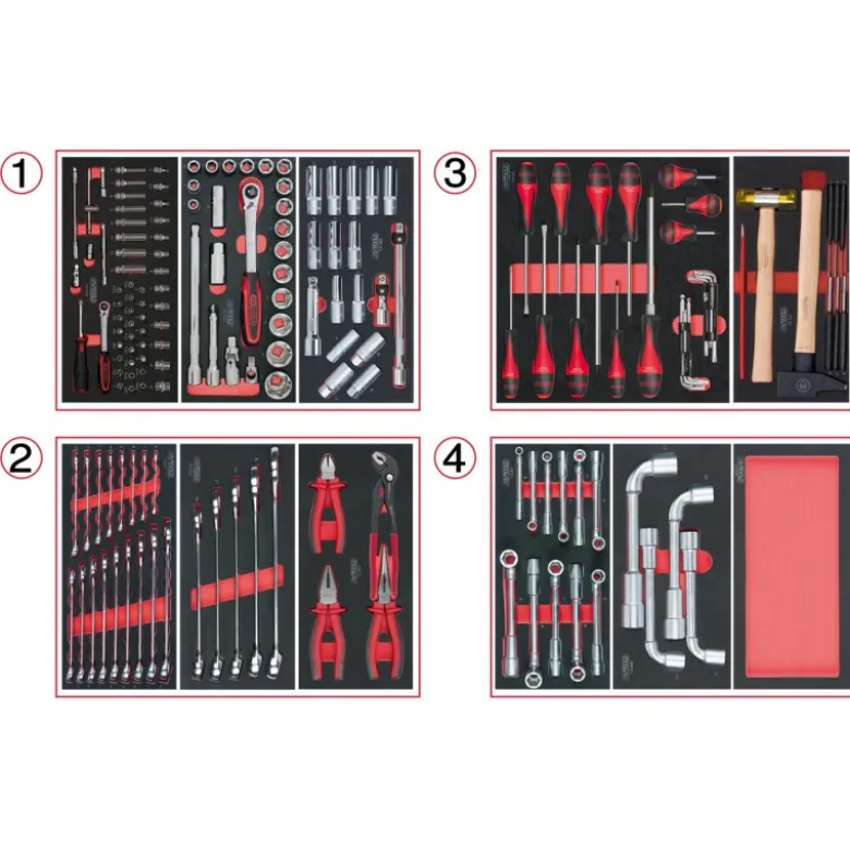 Composition d'outils 4 tiroirs pour servante, 173 pièces - KS Tools | 714.0173