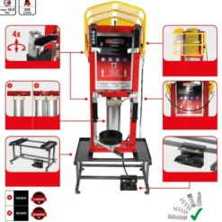 Compresseur de ressort pneumatique fixe à double cylindre et support - KSTools | 500.8845