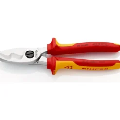 Coupe-câbles à double tranchants isolées par gaines bi-matière, certifiées VDE chromée 200 mm KNIPEX | 95 16 200
