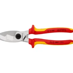 Coupe-câbles à double tranchants isolées par gaines bi-matière, certifiées VDE chromée 200 mm KNIPEX | 95 16 200