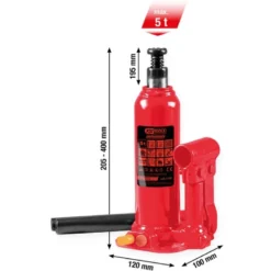 Cric bouteille hydraulique Performance, 5000 kg, levée : 207-402 mm - KSTools | 160.1105