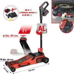 Cric hydraulique à batterie e-Performance, 2 t - KSTools | 160.2000