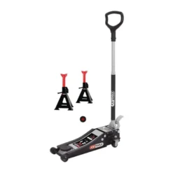 Cric hydraulique extra-bas acier 2T 161.0367 et chandelles 2T KSTools | 161.0367-A2