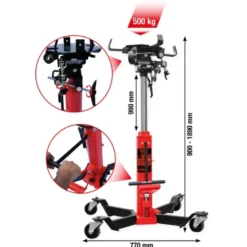 Cric hydraulique Performance pour boîte de vitesses avec plateau, 500 kg - KSTools | 160.1305