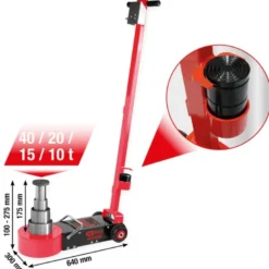 Cric hydropneumatique Performance, 40/20/15/10 t - KSTools | 160.1085