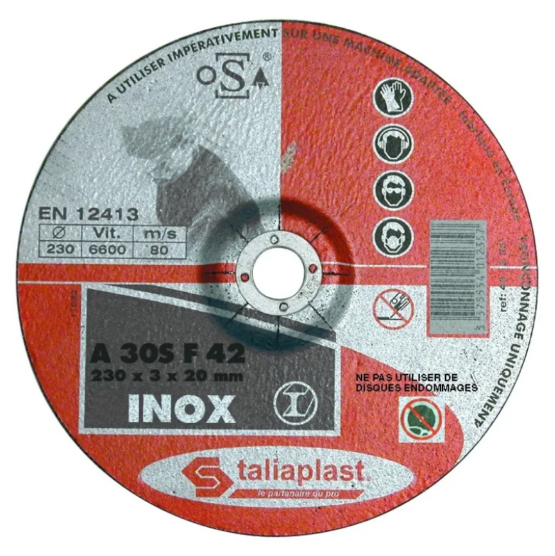 DISQUE ABRASIF POUR INOX 230MM TALIAPLAST | 401234