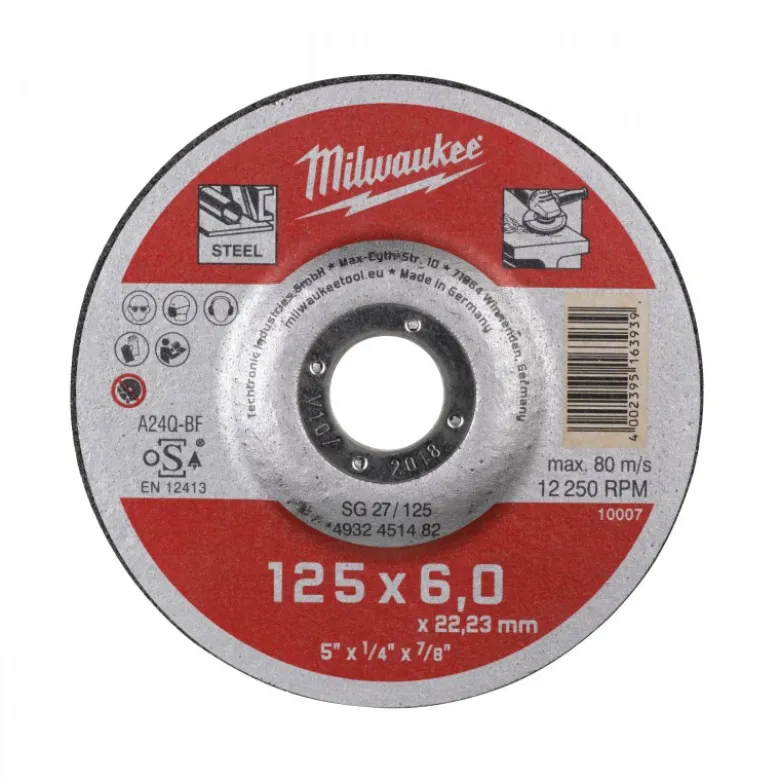 DISQUE A MEULER 125MM EPAISSEUR 6 MM CONTRACTOR 1PC - Milwaukee | 4932451482