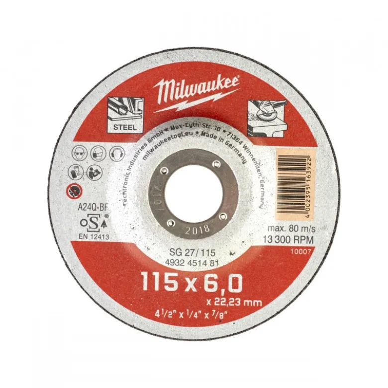 DISQUE A MEULER 115MM EPAISSEUR 6 MM CONTRACTOR 1PC - Milwaukee | 4932451481