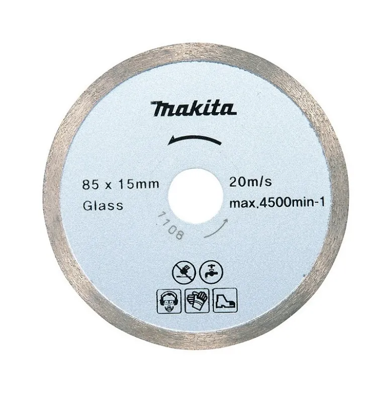 Disque diamant Makita à jante continue, carrelage et verre, à eau pour scie diamant Ø 85mm, Alésage 15mm Makita | B-21098