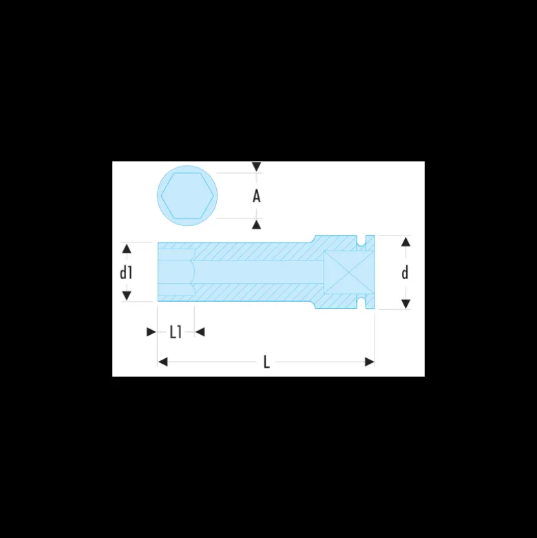 Douille impact 1/2" longue 6 pans 17mm Facom | NS.17LA