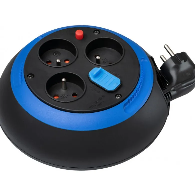 Enrouleur de câble Design-Box CL-S USB 3m H05VV-F 3G1,0 noir/bleu - Brennenstuhl | 1102231600