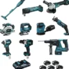 Ensemble de 10 machines + 5 batteries + chargeur + Coffrets Makpac MAKITA | LOT0309