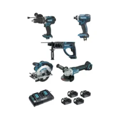 Ensemble de 5 machines 18 V Li-Ion 5 Ah (DHP458 + DTD152 + DGA504 + DHR202 + DSS610) MAKITA DLX5039PTJ
