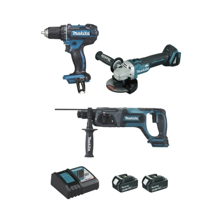 Ensemble de 3 machines 18 V Li-Ion 4 Ah (DDF482 + DGA504 + DHR241) MAKITA DLX3078MJ