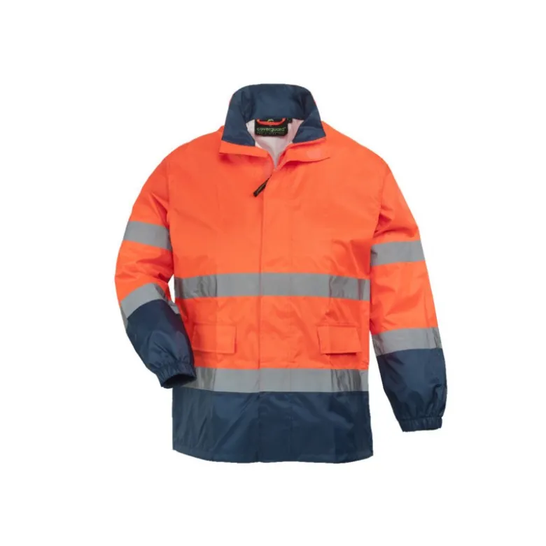 Ensemble de pluie - HI-WAY - 150D Oxford 100% PES enduit PU - Orange HV/Marine - COVERGUARD | 7HWRO