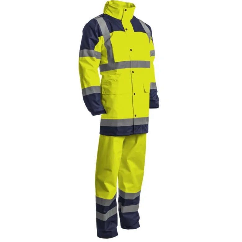 Ensemble de pluie - HYDRA - Parka: 300D Oxford + Pantalon: 300D Oxford - Jaune HV/Marine - COVERGUARD | 7HYDY