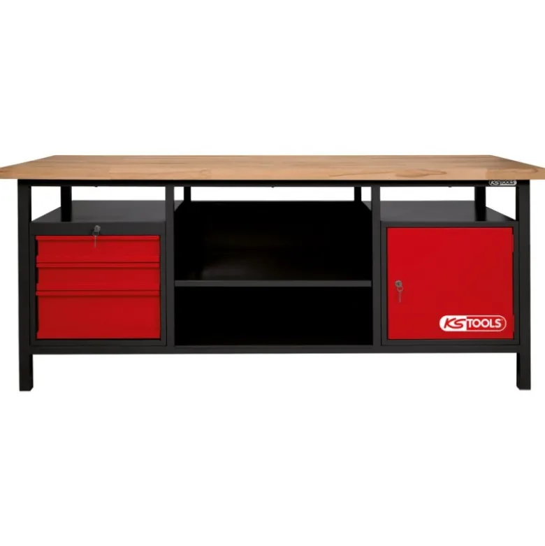 Etabli d'atelier 1 porte + 3 tiroirs 840x2000x680mm - KSTools | 865.0201