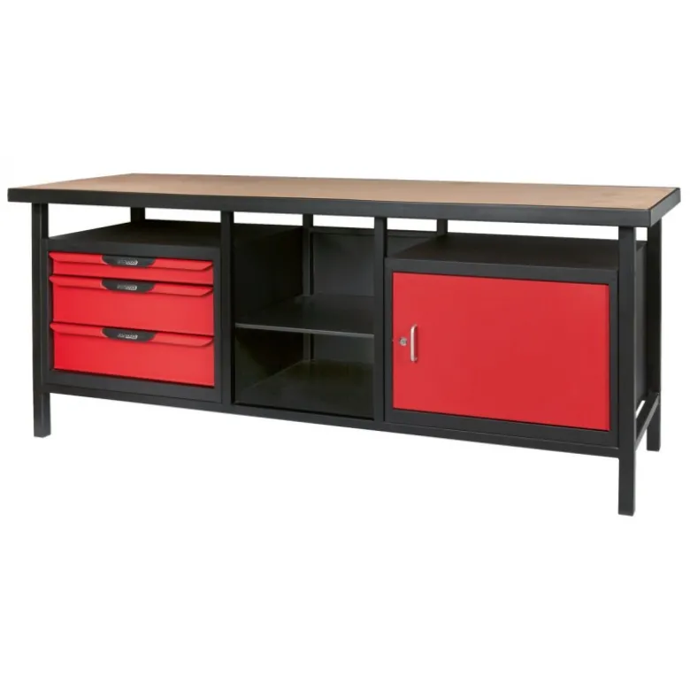 Etabli professionnel d'atelier 1 porte et 3 tiroirs, L.2m - KS Tools | 865.0210