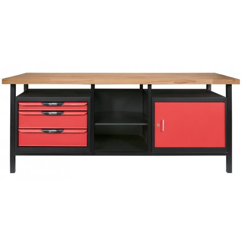 Etabli professionnel d'atelier 1 porte et 3 tiroirs, L.2m - KS Tools | 865.0210