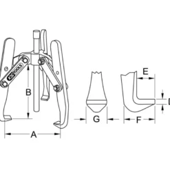 Extracteur hydraulique universel à 3 griffes 50-500 mm L, 650 mm KS Tools | 630.3806