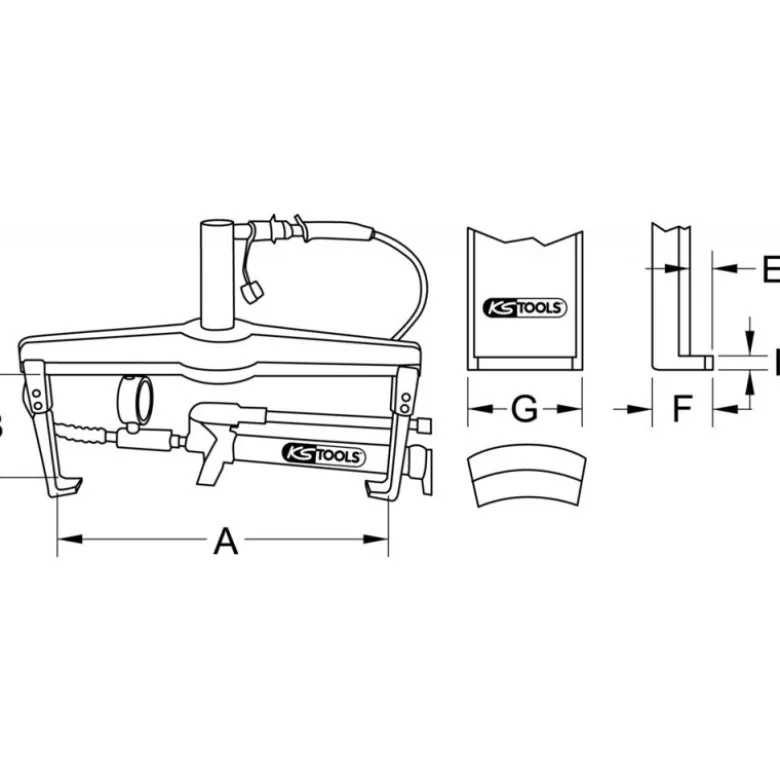 Extracteur universel 2 griffes utilisation vérin hydraulique 640x225x15 mm KS Tools | 640.0215