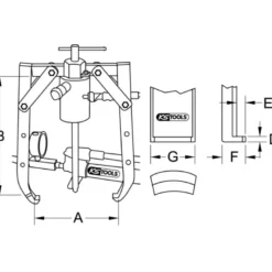 Extracteur universel à 2 griffes utilisation avec vérin hydrau, 1000x700x50 mm KS Tools | 640.0250