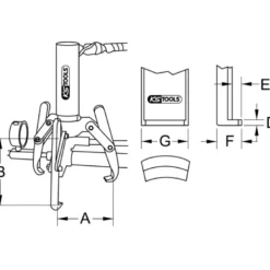 Extracteur universel à 3 griffes utilisation avec vérin hydrau, 350x250x15 mm KS Tools | 640.0315