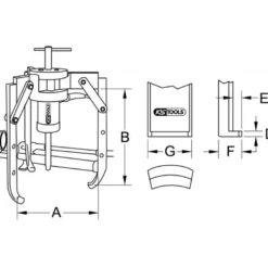 Extracteur universel à 3 griffes utilisation avec vérin hydrau, 750x310x30 mm KS Tools | 640.2430