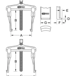Extracteur universel à 2 griffes fines 25-130 mm KSTools | 620.0024