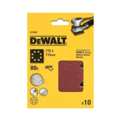 25 feuilles abrasives 1/4 pour ponceuses vibrantes - 115 x 115 mm - grain 40 - DEWALT | DT3030