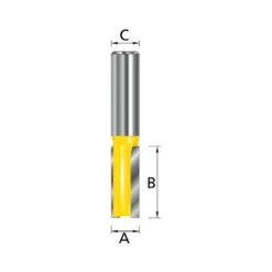 Fraise droites 2 taillants (A) 3mm, (B) 9,5mm, (C) 6mm Makita | D-09210