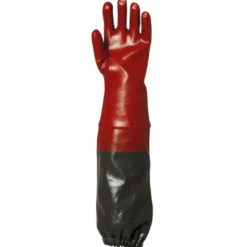 Gants EUROCHEM 3669, coton PVC rouge, manchette extra-longue PVC vert, élastique, Longueur 65cm - COVERGUARD | MO3669